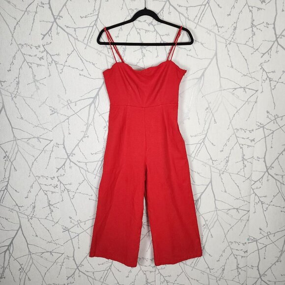 ASTR The Label Linen Blend Strappy Smocked Wide Leg Crop Jumpsuit - Picture 2 of 8